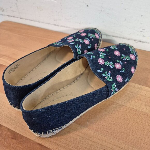Talbots Women's Espadrille Embroidered Flats size 7M Navy Blue Paisley Shoes - Picture 8 of 8
